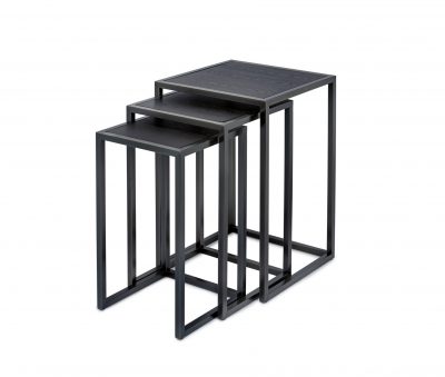 Settbord Springfield sort metall sort eikefi sett av 3 bord