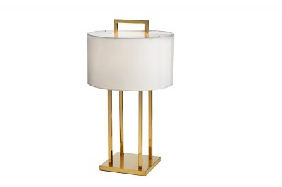 Bordlampe Aruba H70cm Rund gull 4 pinner hvit skjerm