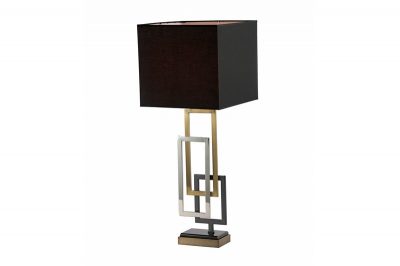 Bordlampe Sevilla gull h90cm med 35cm firkant sort skjerm