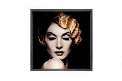 Canvas picture 5cm black frame golden hair 120x120